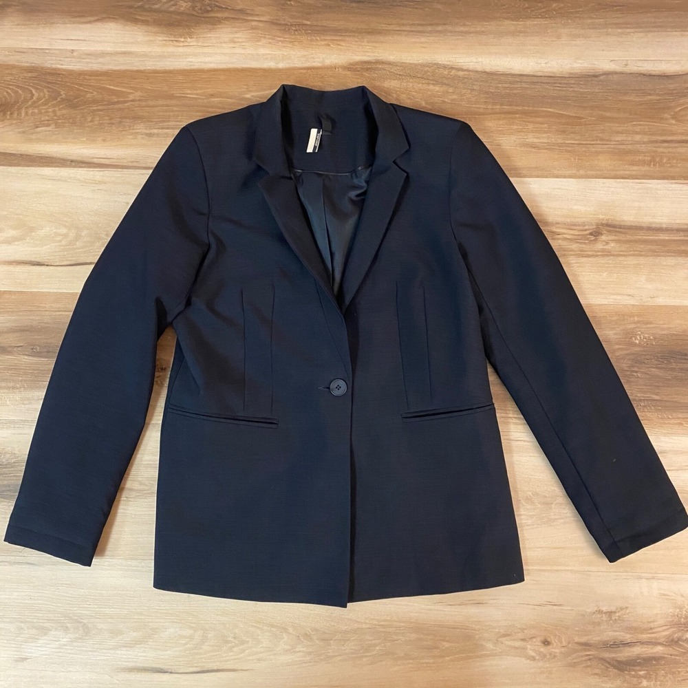 Topshop Blazer Size 8 Career Wear Tailored One Button Navy Blue